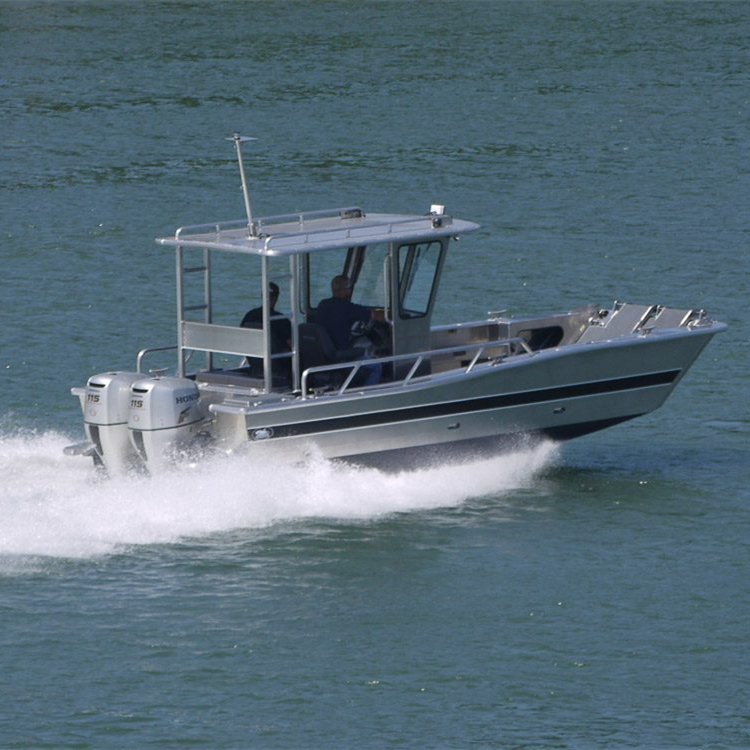 CE Approved 7.9m Aluminum Alloy Landing Craft Fishing Boat with Full Cabin New Condition Outboard Engine for Sale